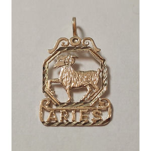 New 14k Yellow Gold Aries Astrological Zodiac Charm Pendant